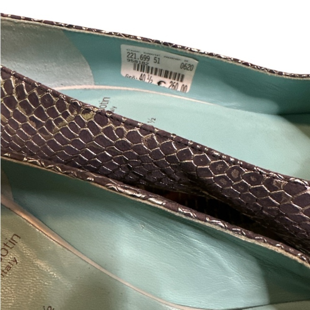 Thierry Rabotin Snake Print Slate Blue/Silver Pumps 10 - Picture 4 of 8